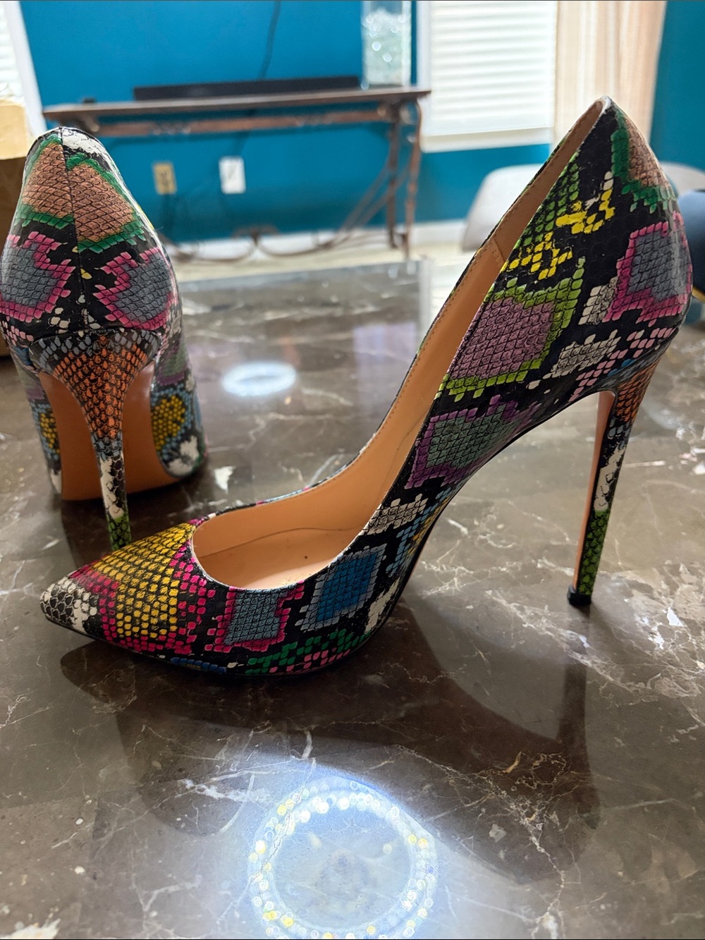 Colorful Snake-Print Pointed Pump - Multicolor - Picture 4 of 5